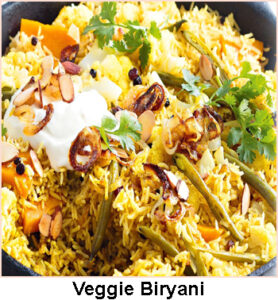 Long grained rice flavored with exotic spices, layered with mix veggie in a thick gravy